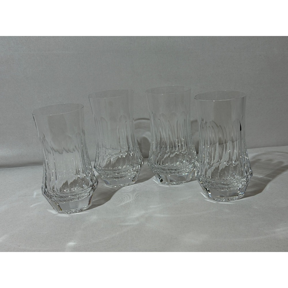 Galway Crystal Highball Tumblers in Old Galway Pattern Star Cut Foot Set‎ of 4